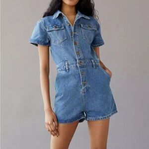 Lioness U know what’s up  denim romper SZ S